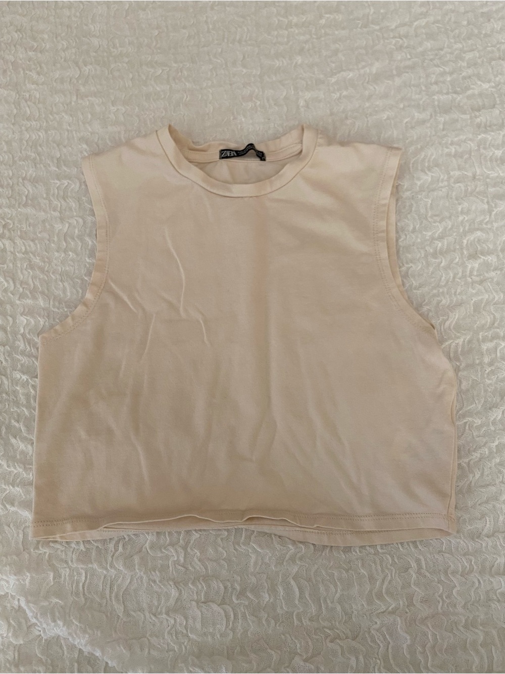 ZARA CREAM CROP TANK SIZE MEDIUM - Picture 2 of 7